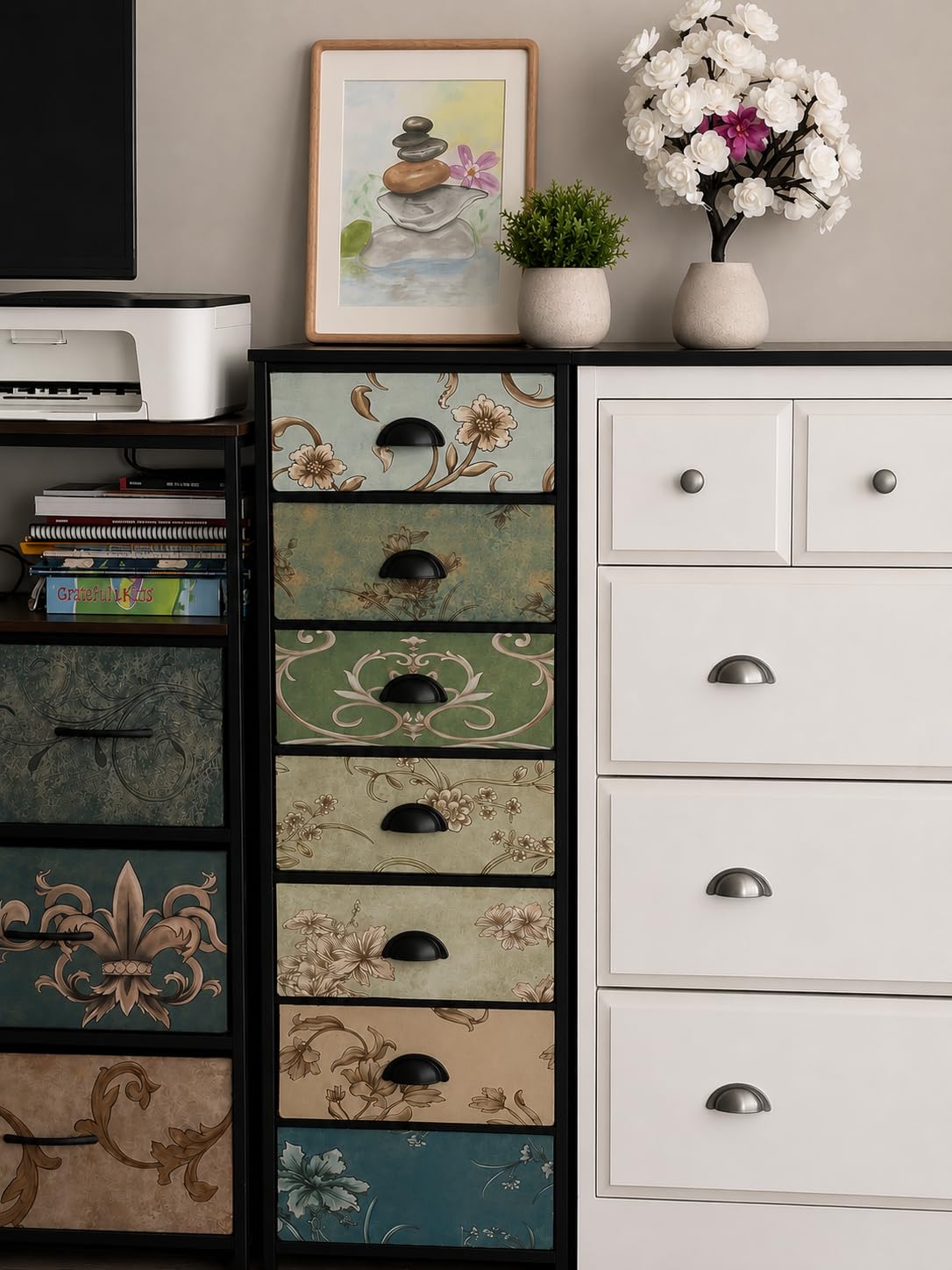 Furnulem 7 Drawer Tall Dresser for Bedroom, Vintage Fabric Chest of Drawers customer photo 2