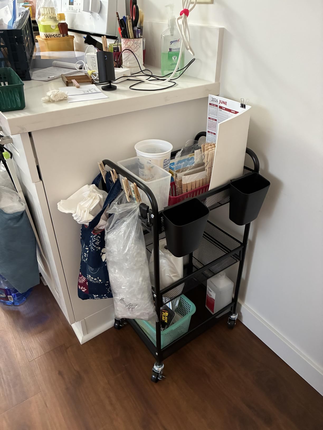 YASONIC 3 Tier Metal Rolling Cart, Black Utility Storage Cart with Wheels customer photo 1
