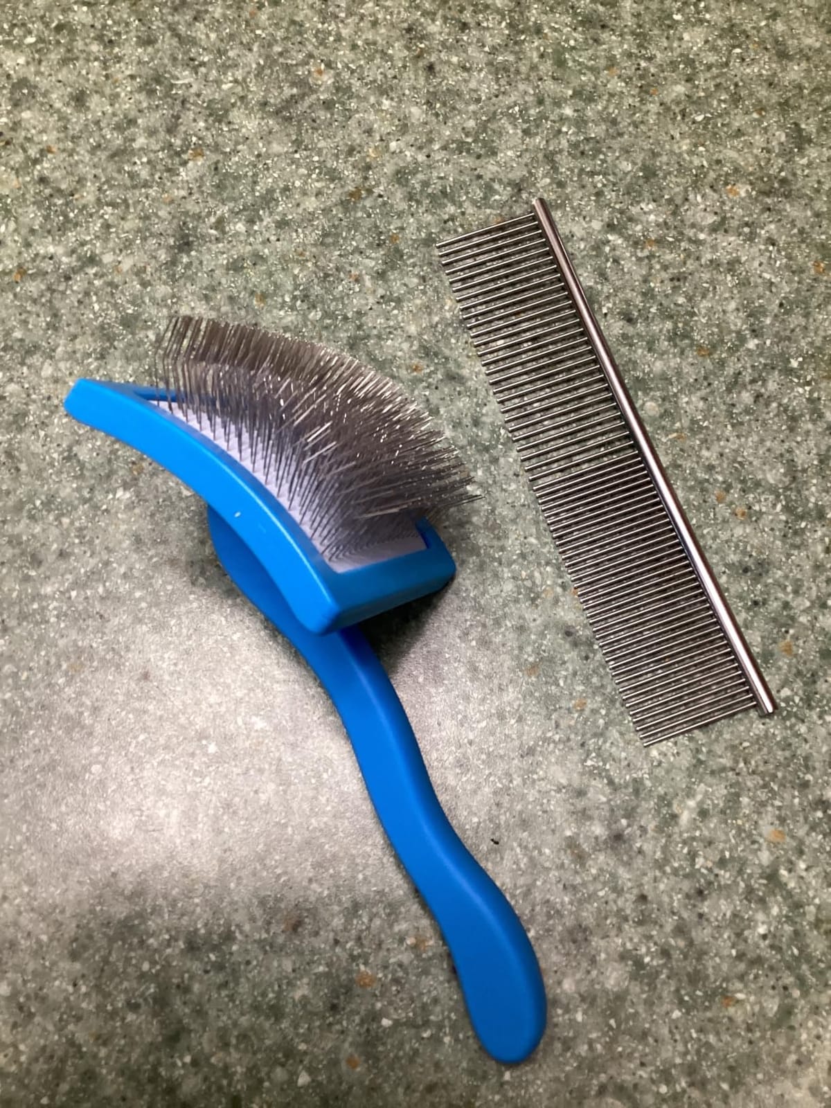 2PCS Slicker Brush for Dogs & Pet Comb,Professional Dog Grooming Brush (Goldendoodles,Poodles,Labradoodles) with Extra Long Pins to Effectively Remove Tangles, Knots and Mats (Blue, Large) customer photo 1