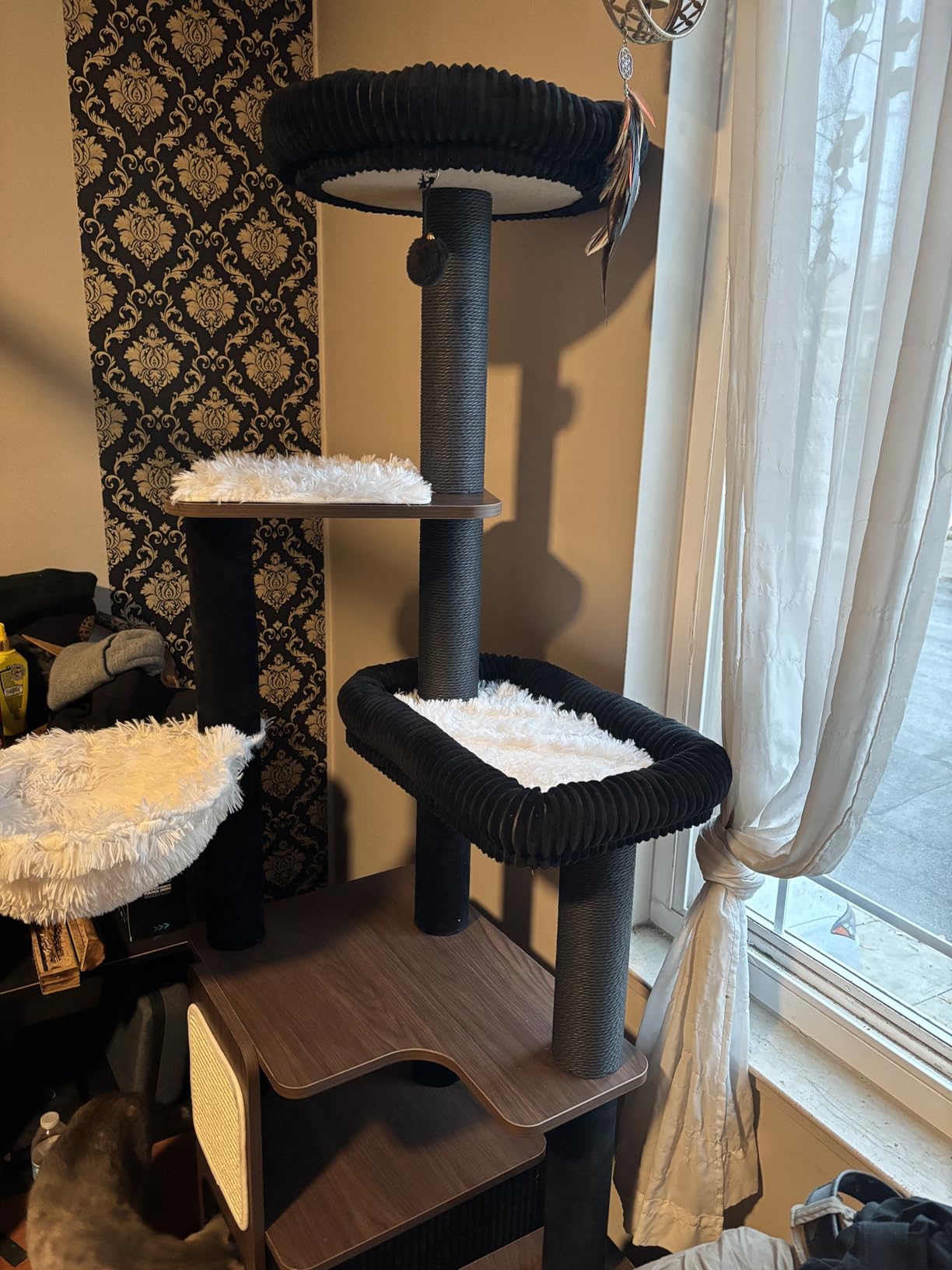 Wood Cat Tree for Indoor Cats, Modern Cat Tower with Sisal Scratching Posts customer photo 2