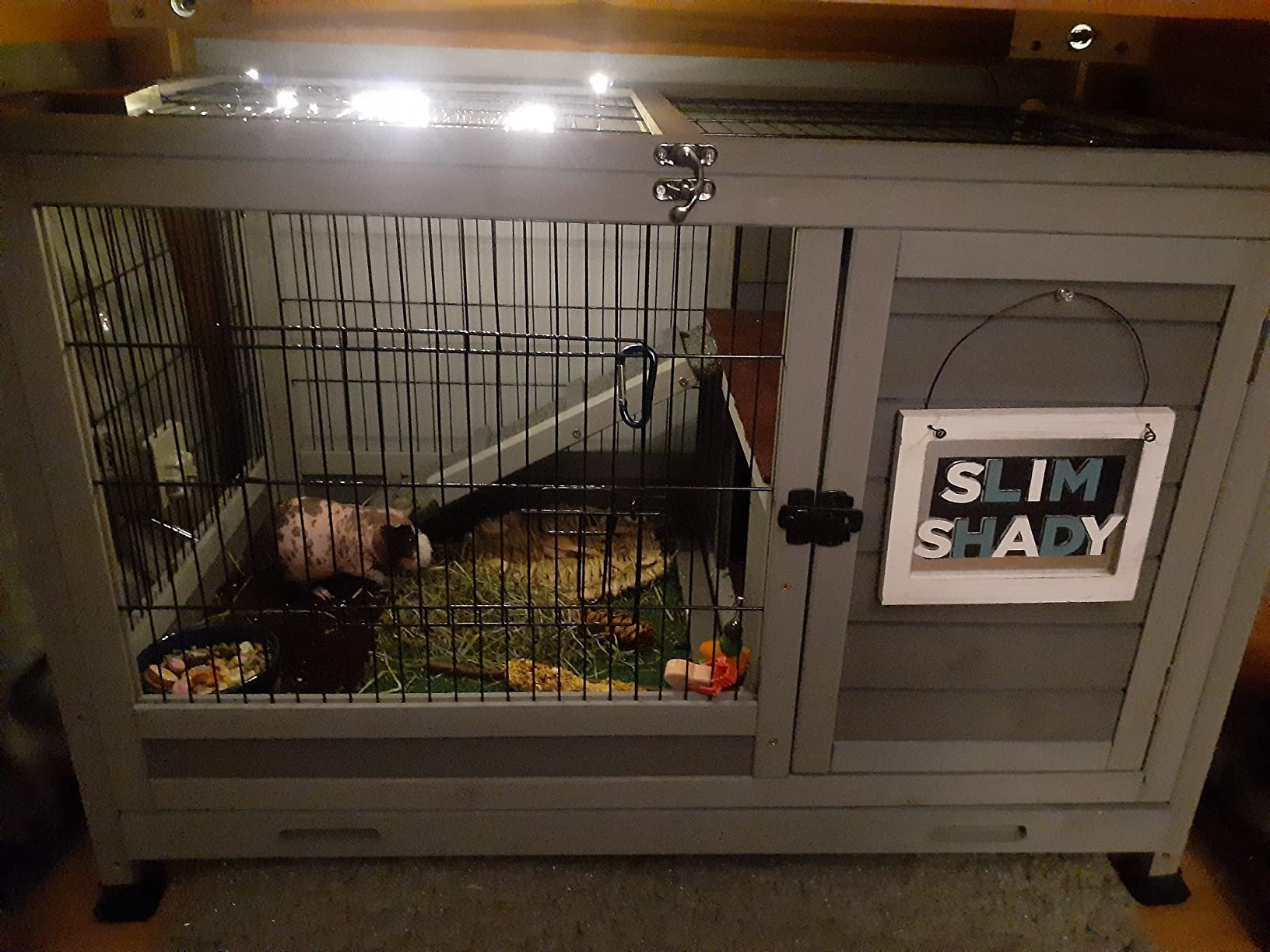 Aivituvin Wooden Guinea Pig Cages Indoor with Removable Stand, Anti Chewing Rabbit Hutch with Ramp and Wire Mesh, 2 Story Small Animals House Habitat with Pull Out Tray (Light Natural Wood) customer photo 1