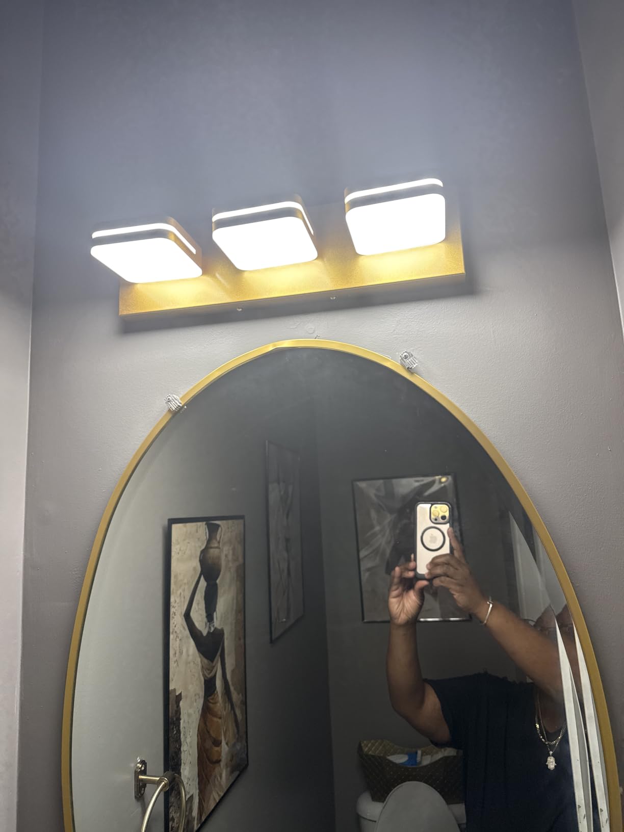 Torondo 360° Rotate LED Bathroom Vanity Light Fixtures, Acrylic Vanity Lights for Bathroom, Modern Wall Lighting Fixtures Over Mirror Living, Brushed Nickel, Natural White, 3-Light, 17-Inch customer photo 2