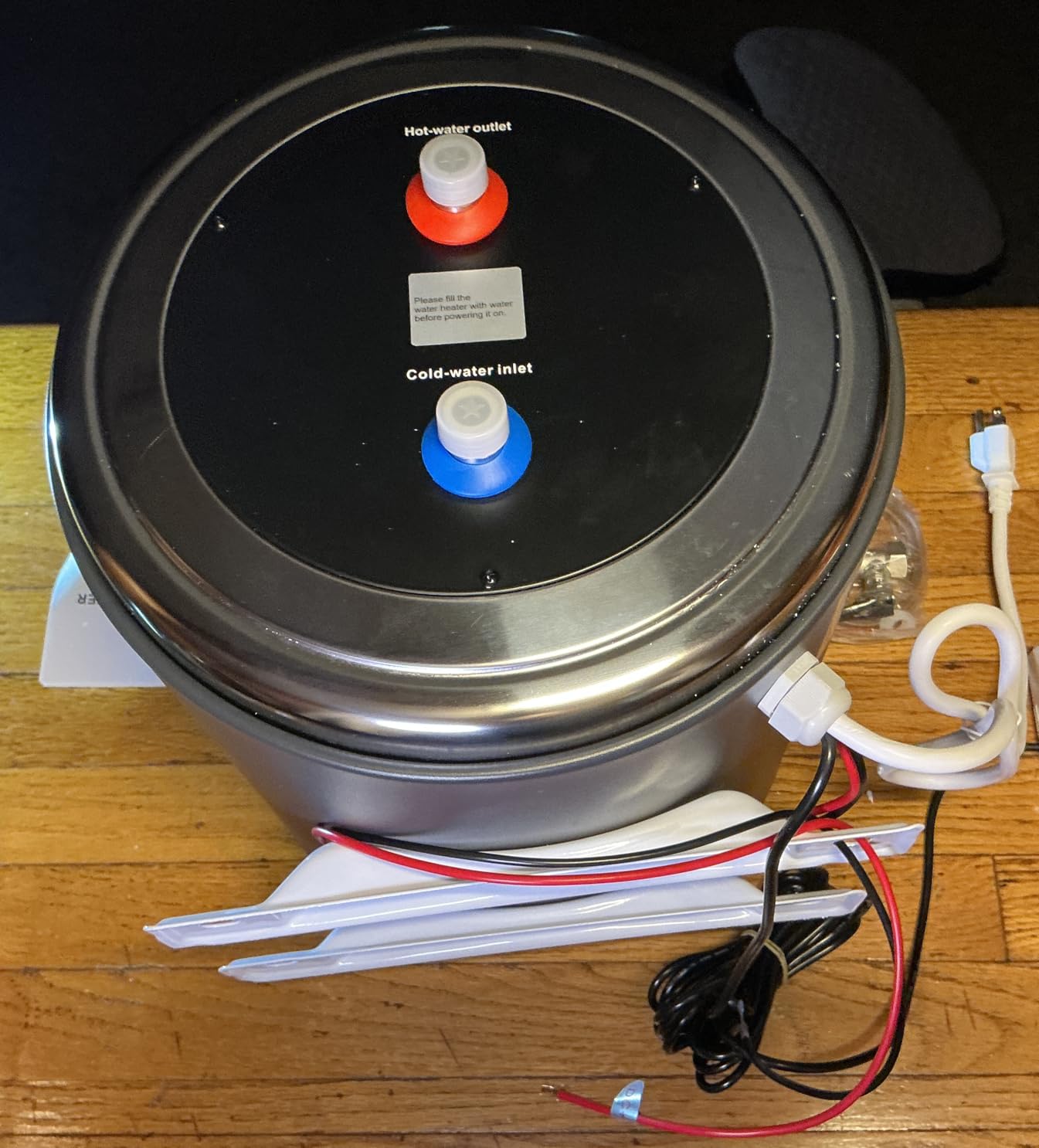 Dual Power Water Heater, 12V DC 200W/120V AC 1500W, 10L, for Caravan Camping US Plug 120V RV Tank Water Heater, Instant for RV, for Camper with Double Power Supply & Remote Controller CSA approved customer photo 1