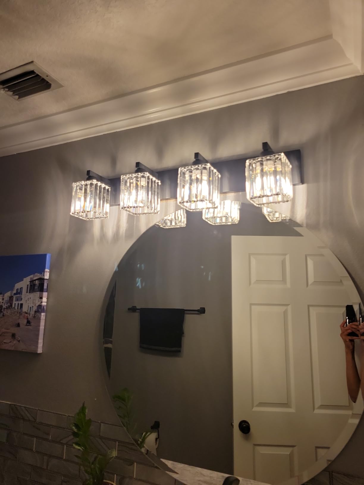 Aipsun Brushed Nickel Vanity Light Bathroom Lighting Fixtures 3 Light Crystal Modern Bathroom Vanity Light (Exclude Bulb) customer photo 1