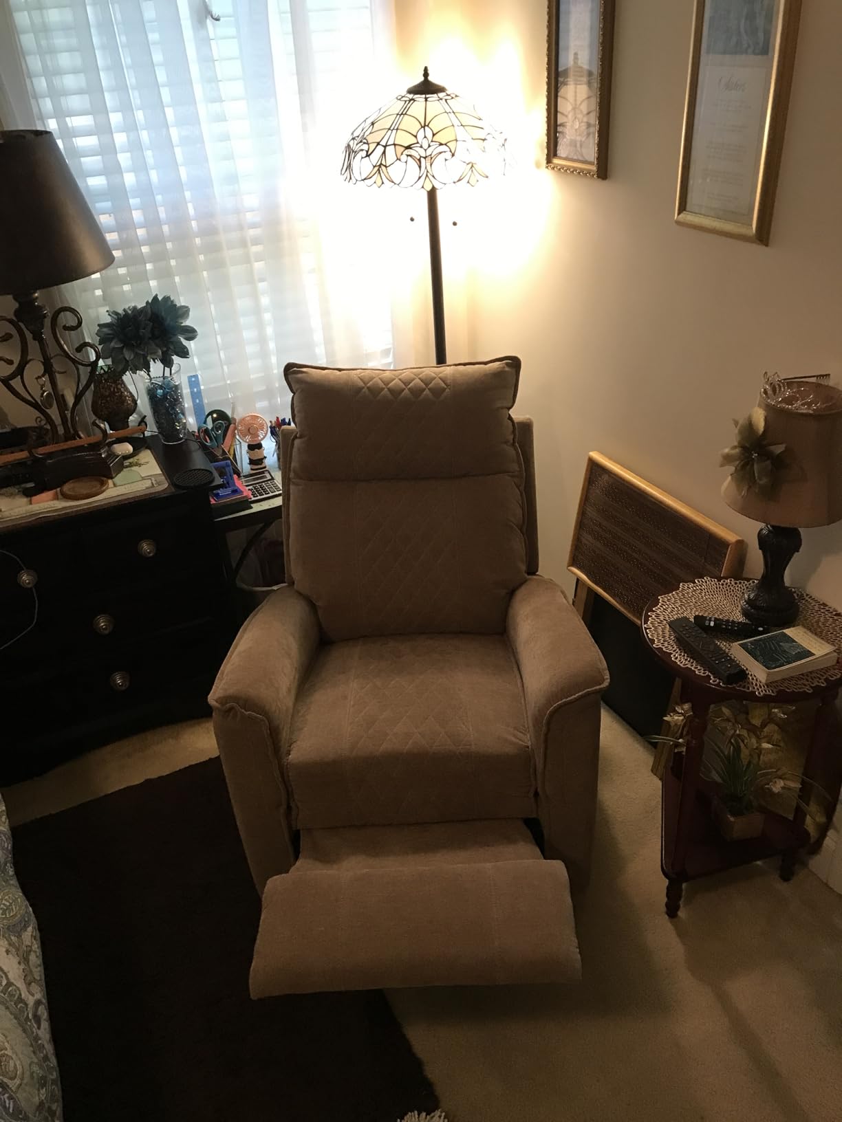 Swivel Rocker Recliner Chair, Rocking Chair, Small Swivel Recliner for Small Spaces, Living Room, RV(Dark Grey) customer photo 2