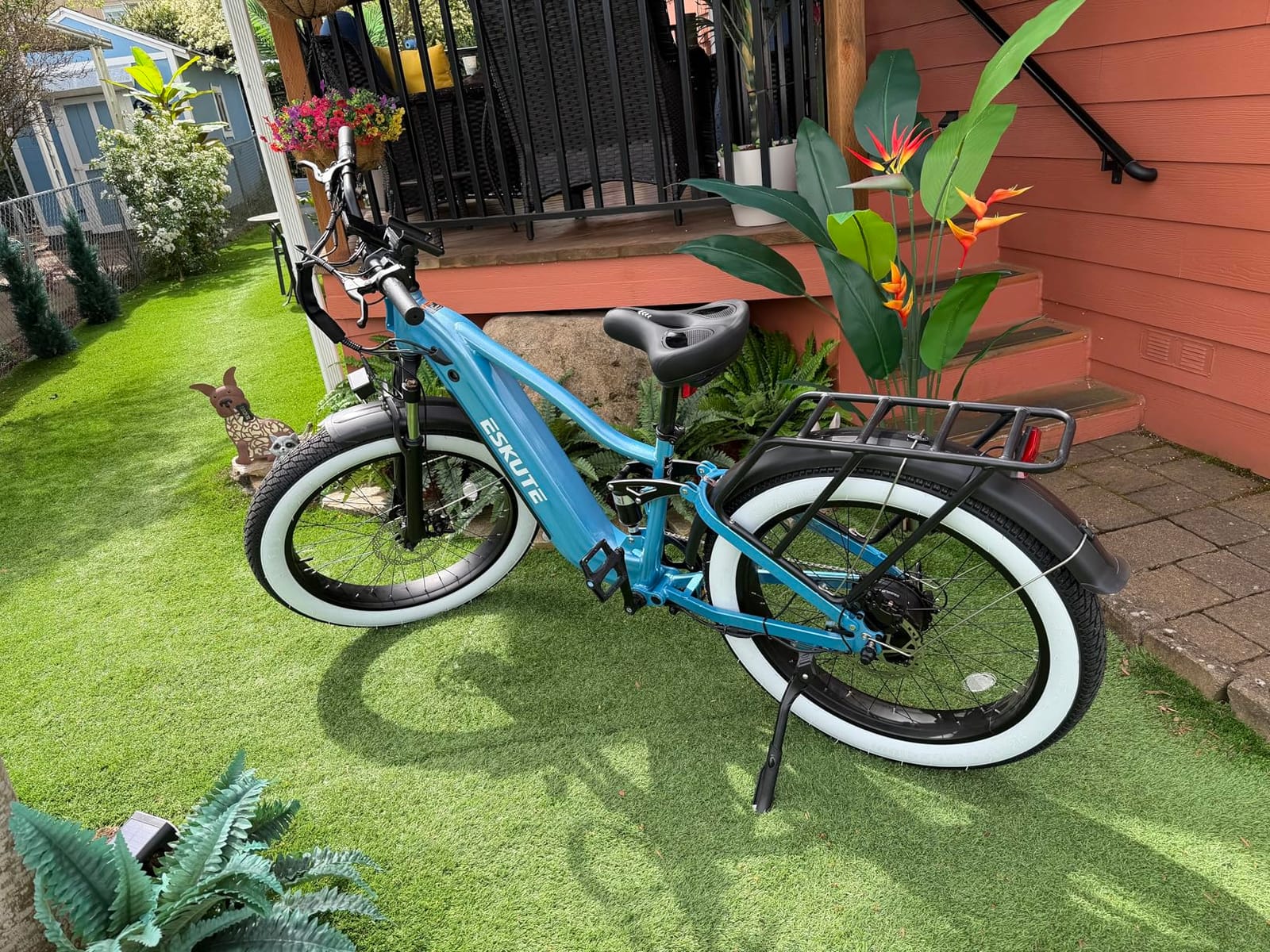 ESKUTE Electric Bike for Adults - 48V20.8Ah Battery Hunting Ebike up to 86 Miles, 32+MPH, Peak 1800W, 26x4.0 Fat Tire Step-Over 8-Speed Full Suspensions Mountain E-Bike customer photo 1