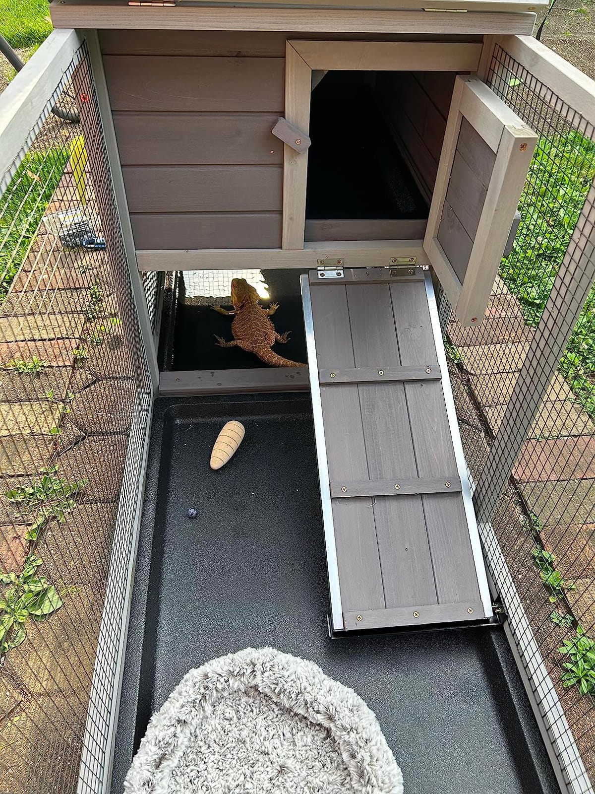 GUTINNEEN 2-Story Rabbit Hutch for 1-2 Bunnies - Indoor Outdoor Wooden Guinea Pig Cages with 4 Wheels, 2 Pull-Out Trays, 5 Doors & Waterproof Asphalt Roof, Brown customer photo 1